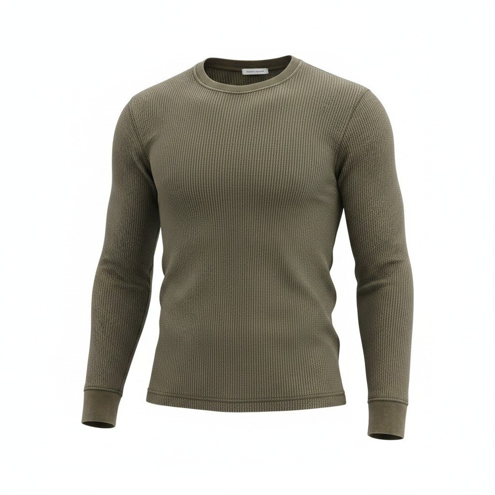 Cotton Citizen Waffle Knit Long Sleeve Shirt Mens Small Olive Green Thermal